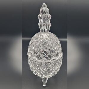 Vintage Pineapple Shape Crystal Footed Covered Candy/Trinket Dish~7.25" Tall